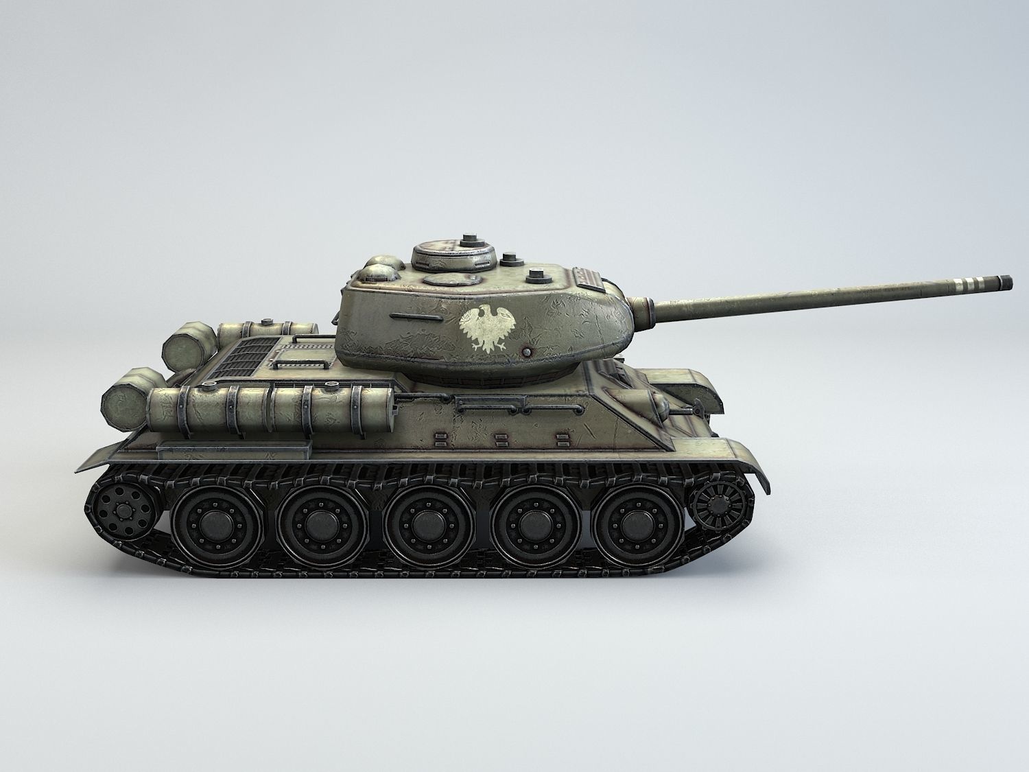 Low Poly T-34 85 medium tank Low-poly 3D model_9