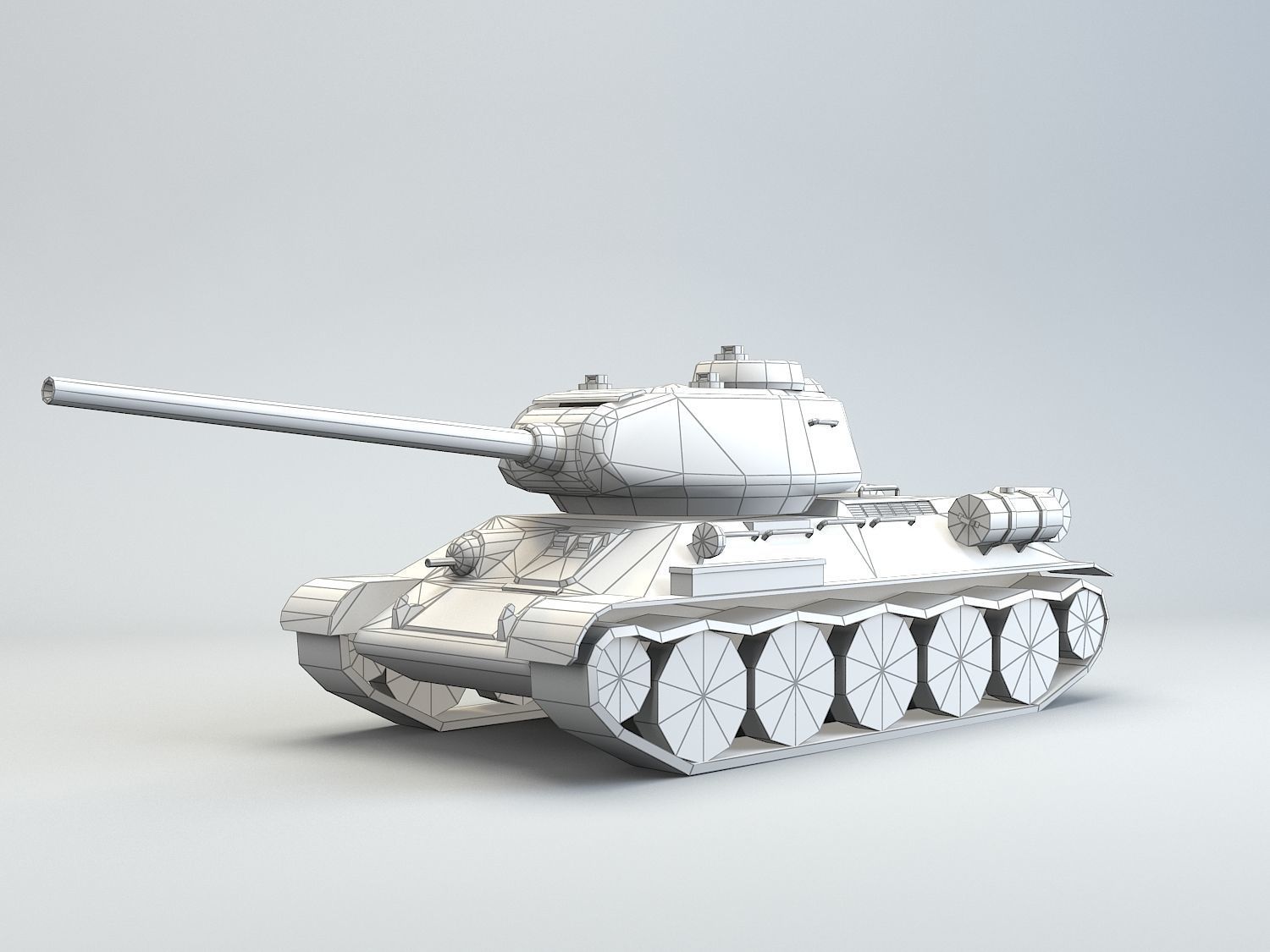 Low Poly T-34 85 medium tank Low-poly 3D model_11
