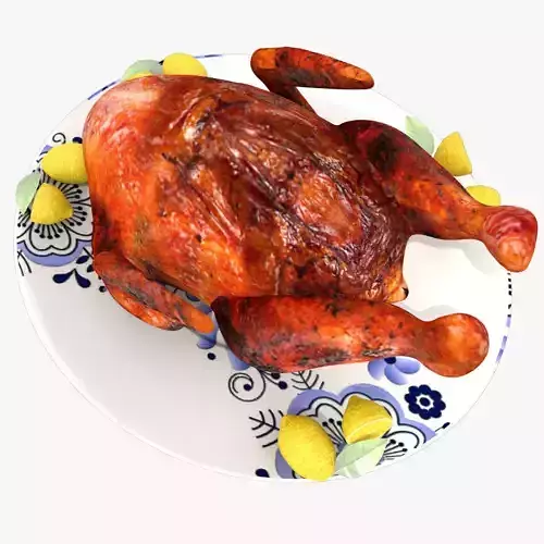 Roasted Chicken or Turkey 3d Model Low-poly 3D model