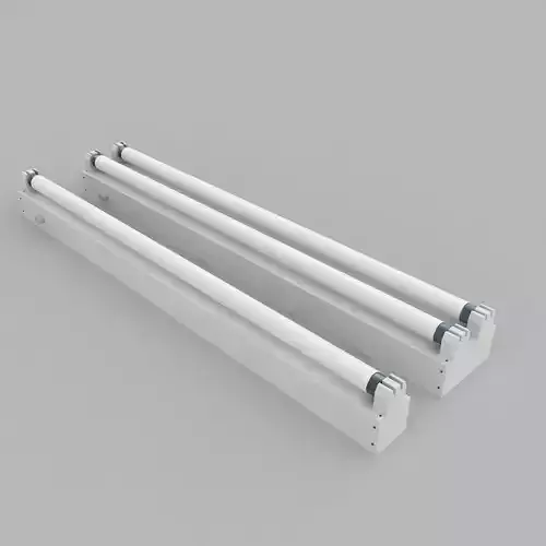 Strip Fluorescent Fixture Single and Dual 3D model