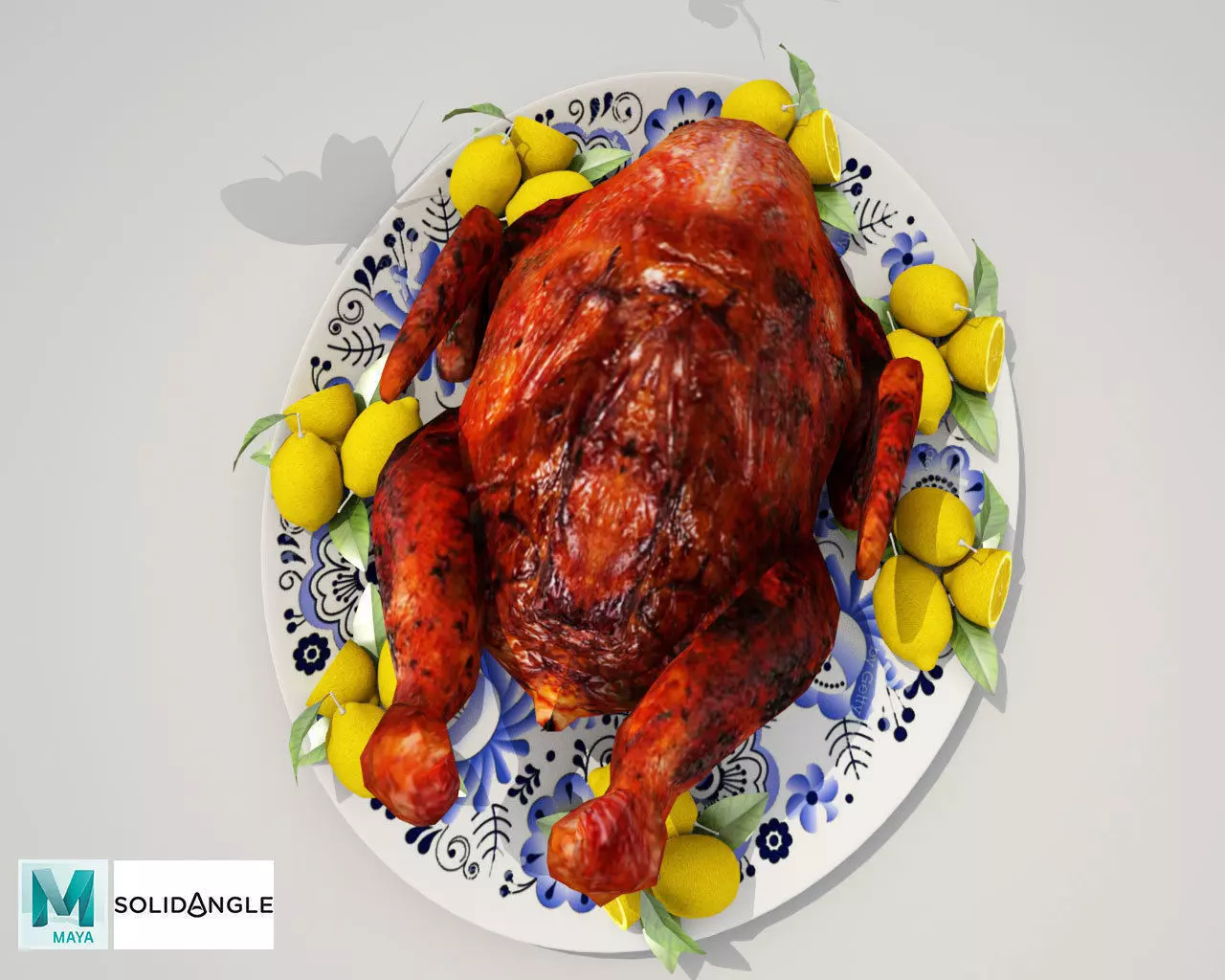 Roasted turkey and animated flies 3D Model 3D model