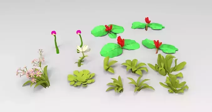 Gobi plants pack collection Free 3D model