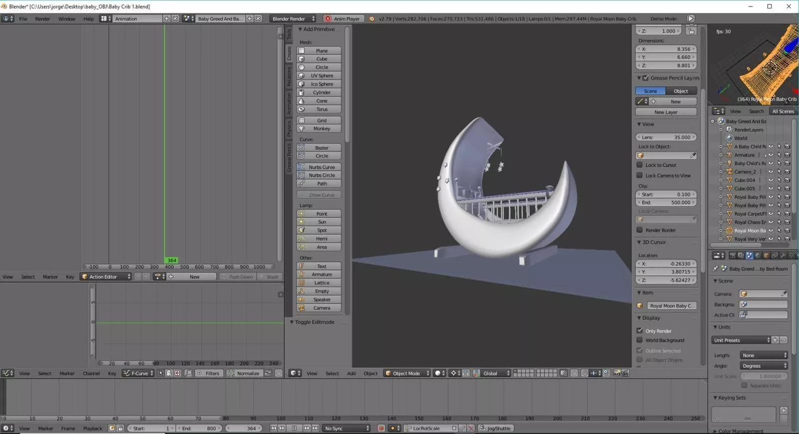 Baby Greed And Baby Cabela Royal Moom Star Crib1 3D model