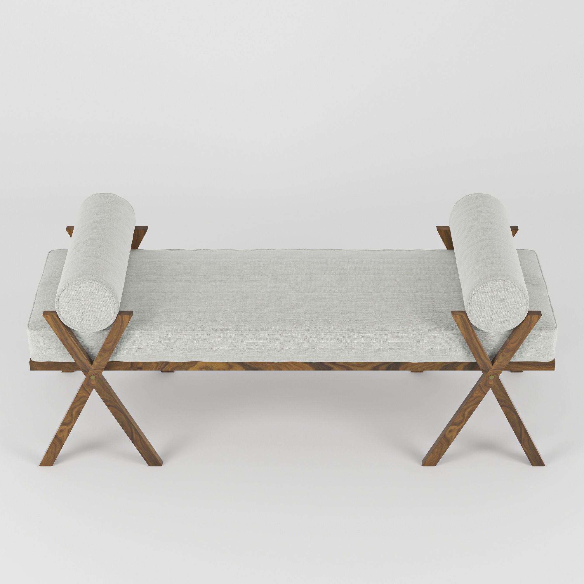Bench wooden with cushion 3D model_2