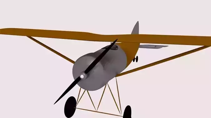 WWI-Plane 3d model Low-Poly biplane flying in sky