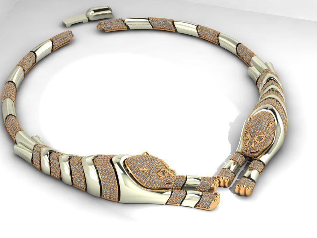 Necklace 3D print model in gold and silver 3D print model_1