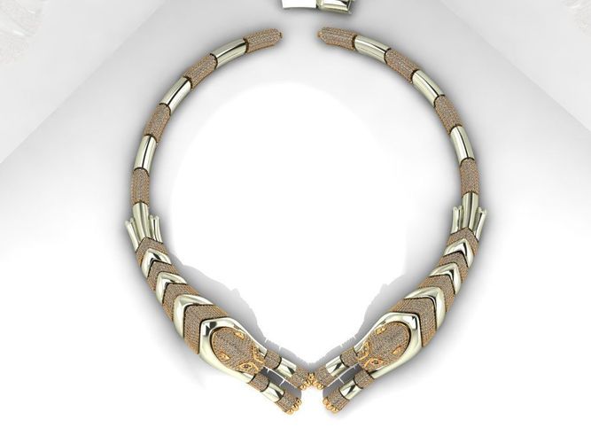 Necklace 3D print model in gold and silver 3D print model