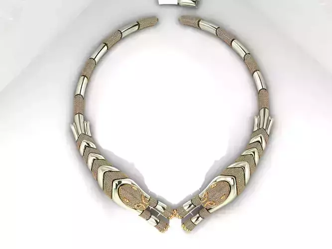 Necklace 3D print model in gold and silver