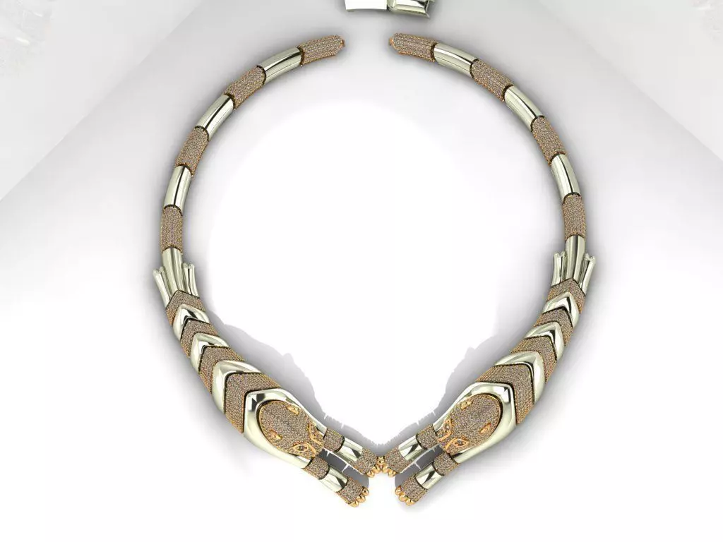 Necklace 3D print model in gold and silver 3D print model_0