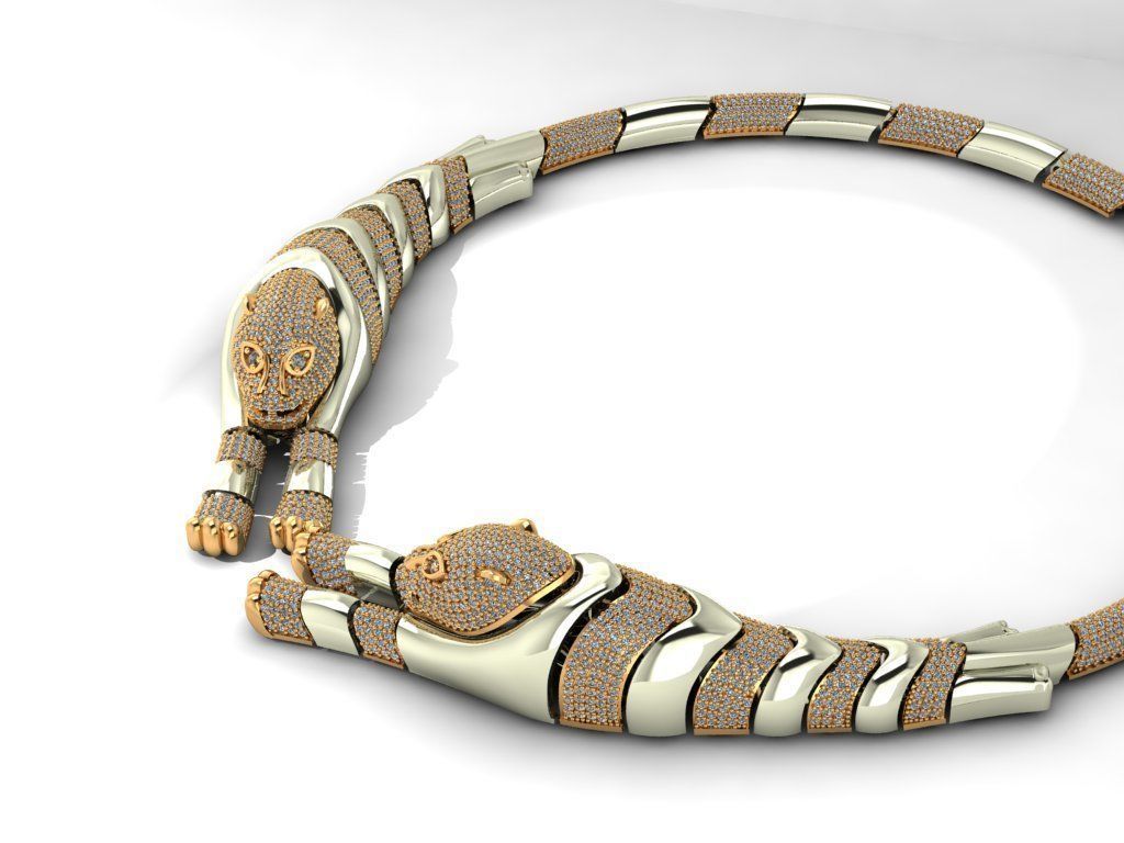 Necklace 3D print model in gold and silver 3D print model_2