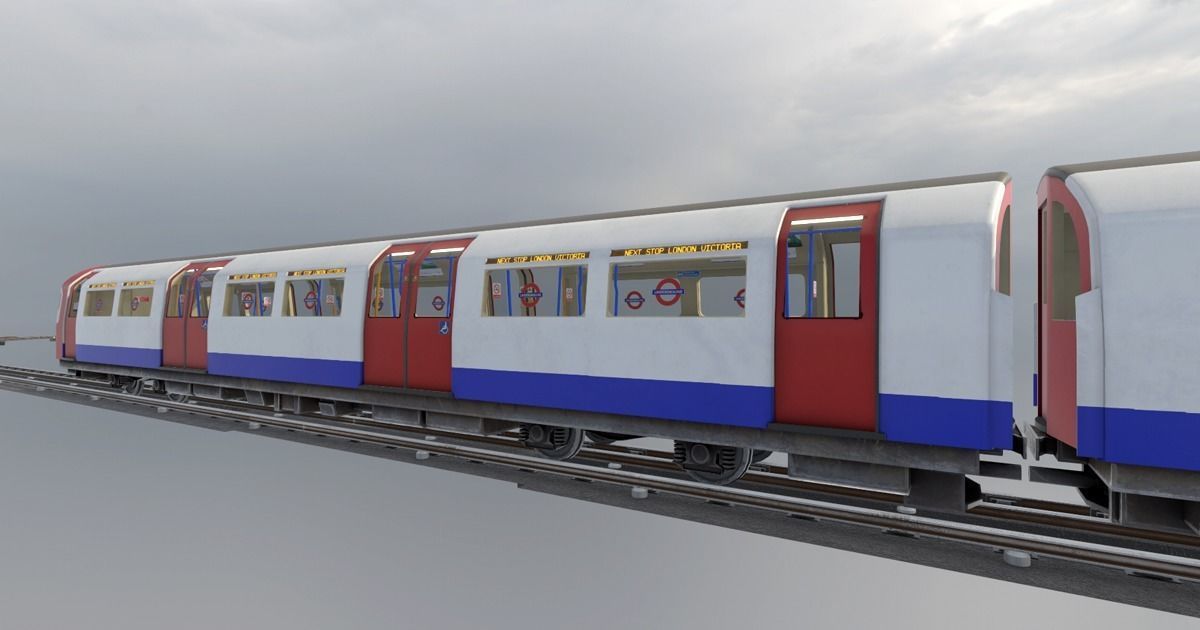 Subway Train Low-poly 3D model_7