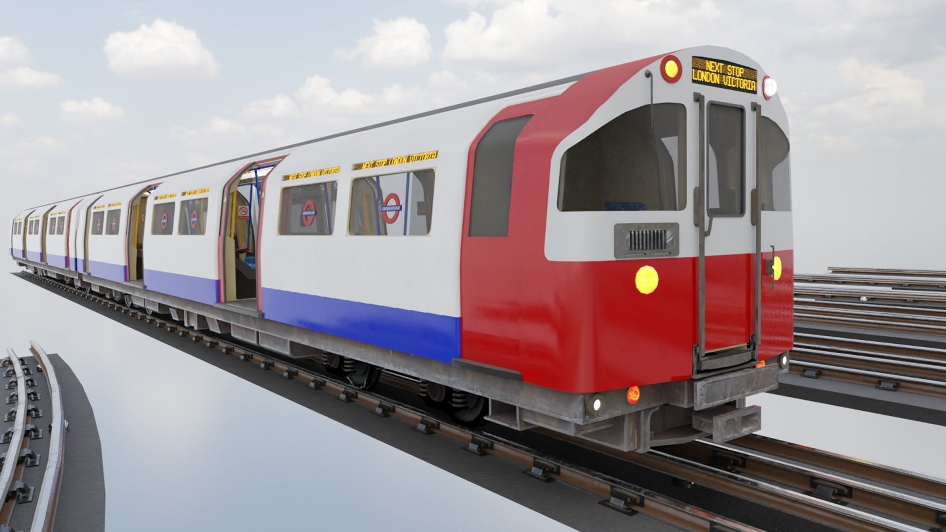 Subway Train Low-poly 3D model_4