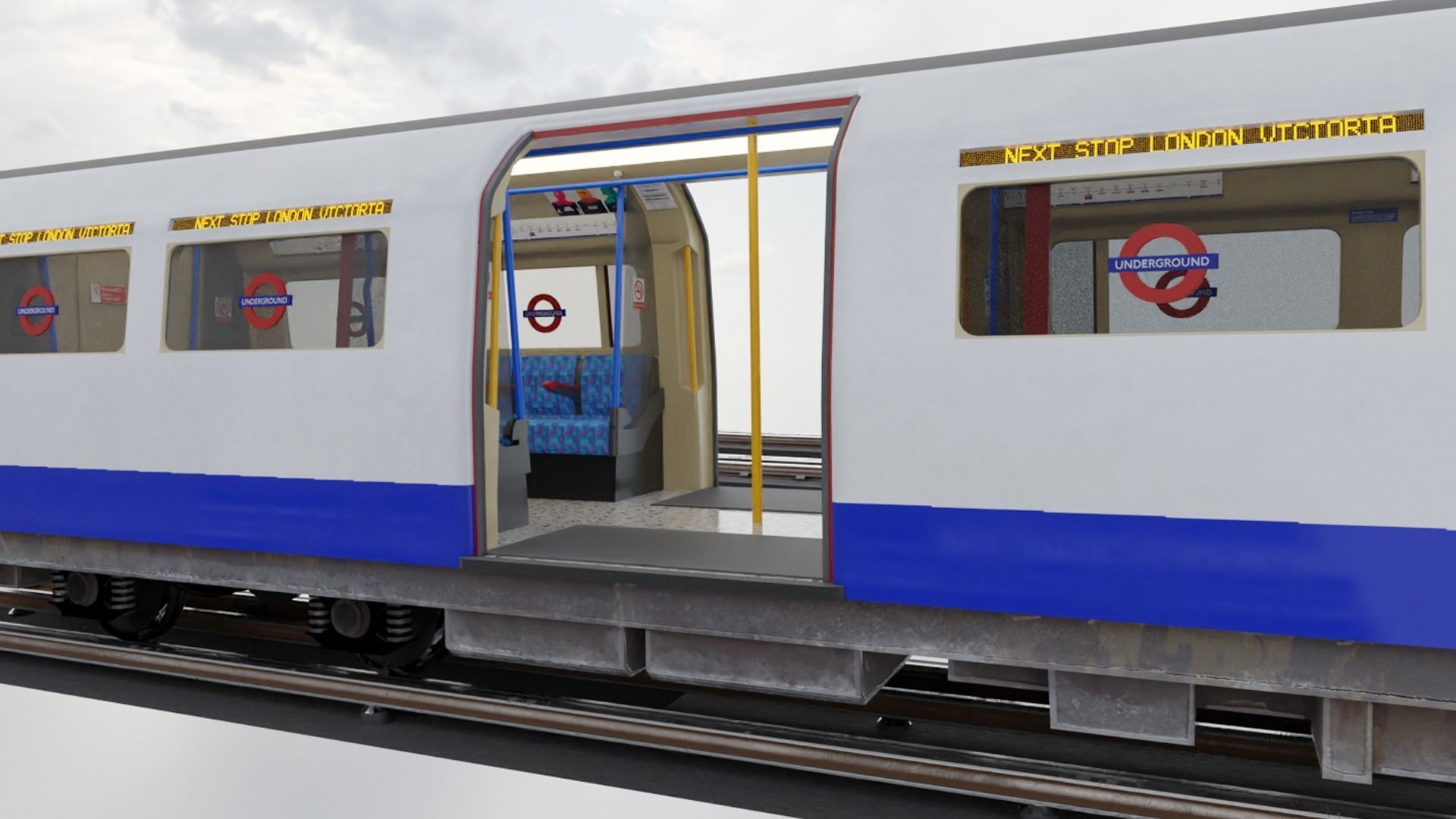 Subway Train Low-poly 3D model_5
