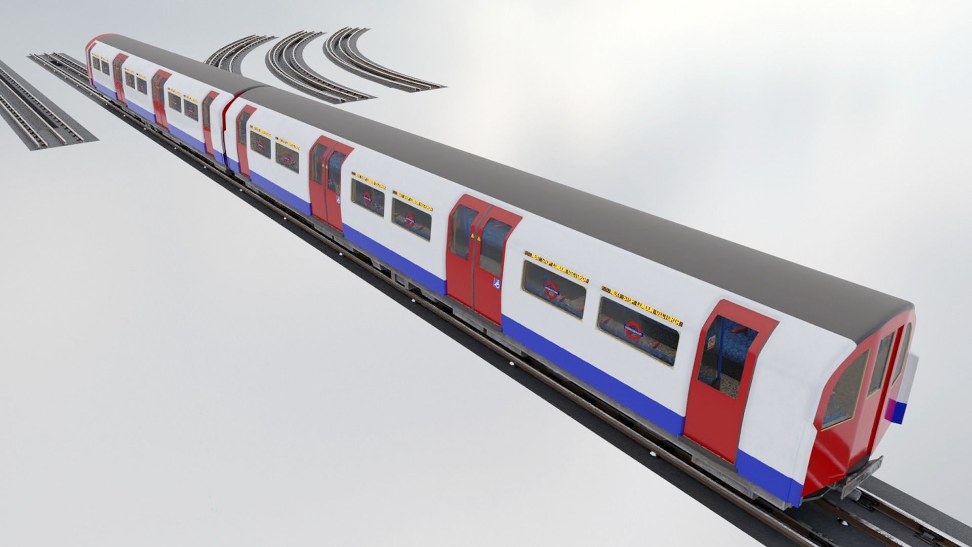 Subway Train Low-poly 3D model_2