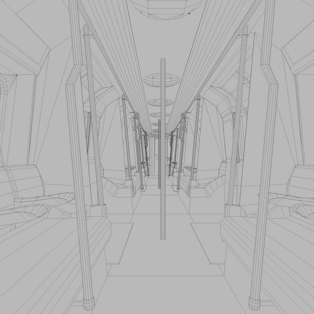 Subway Train Low-poly 3D model_16