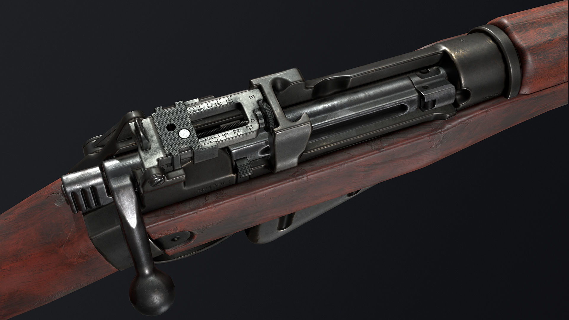 PBR Lee Enfield No 4 Mk 1 Low-poly 3D model_2