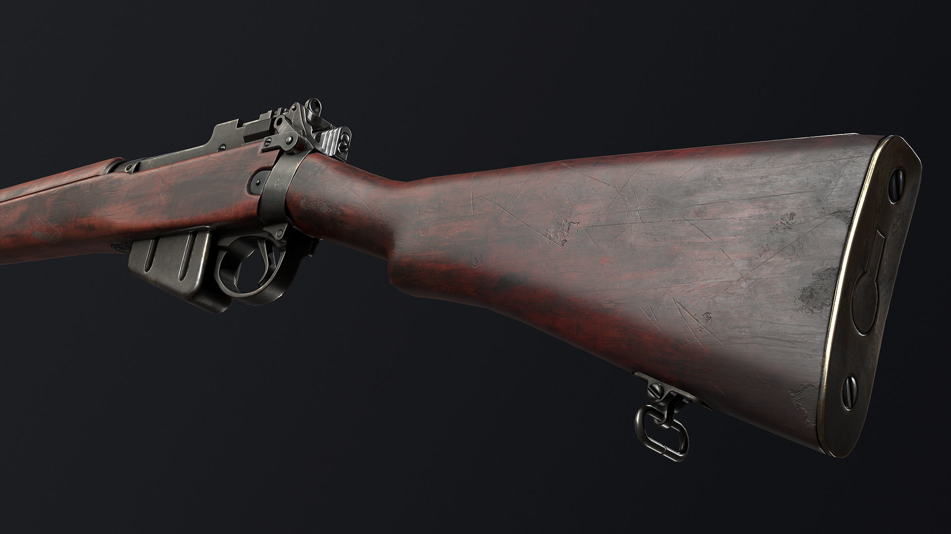 PBR Lee Enfield No 4 Mk 1 Low-poly 3D model_4