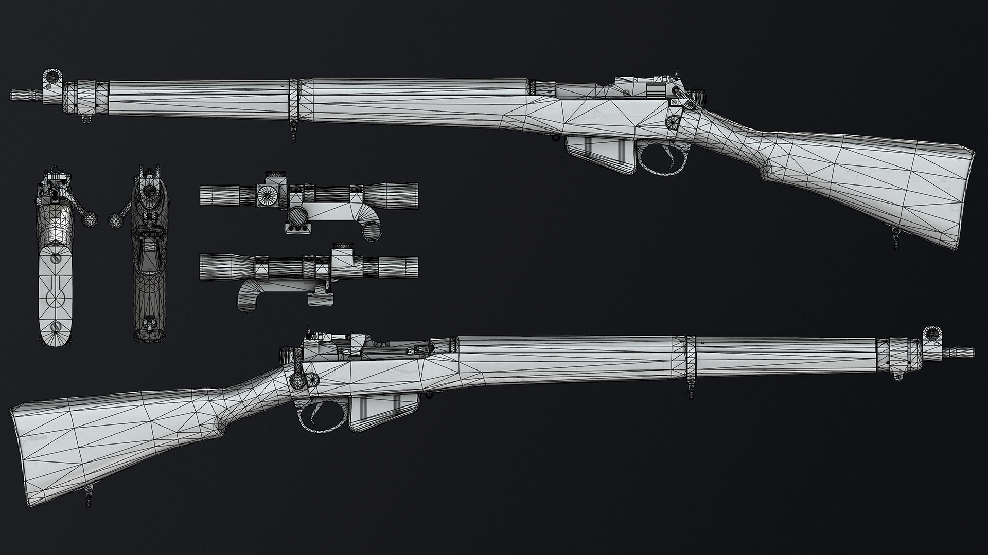 PBR Lee Enfield No 4 Mk 1 Low-poly 3D model_13