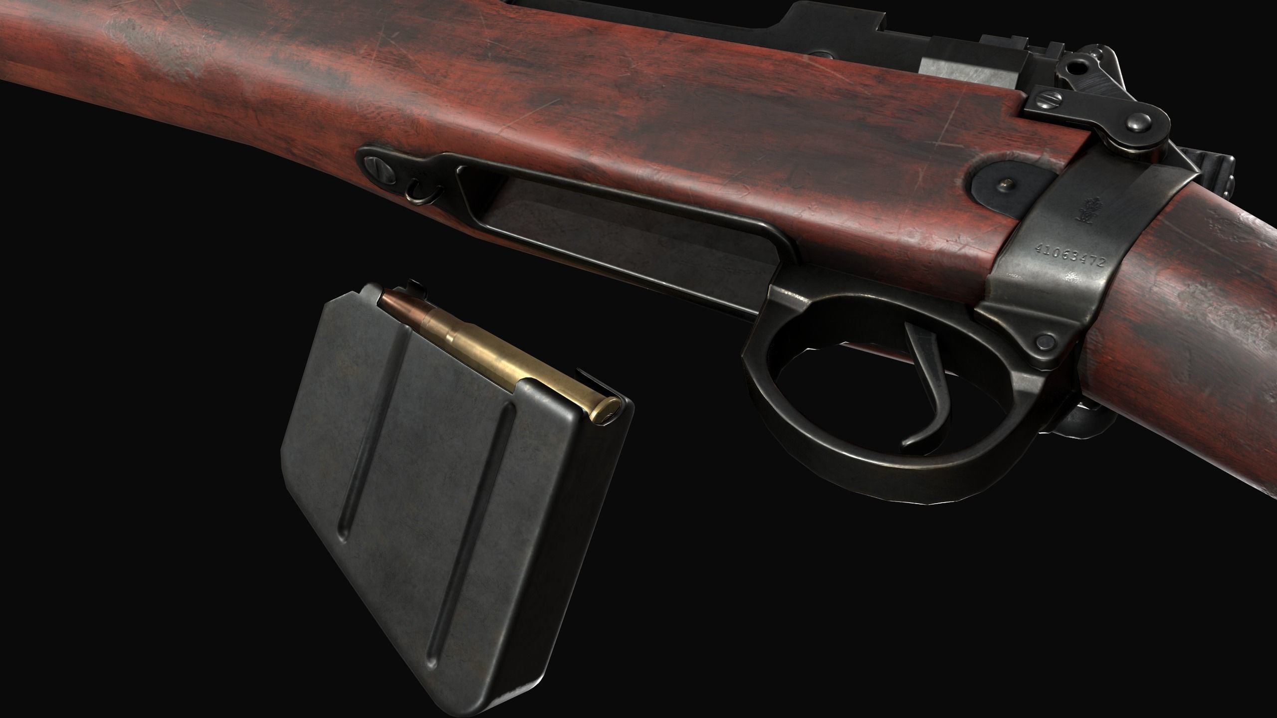 PBR Lee Enfield No 4 Mk 1 Low-poly 3D model_20