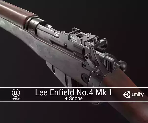 PBR Lee Enfield No 4 Mk 1 Low-poly 3D model
