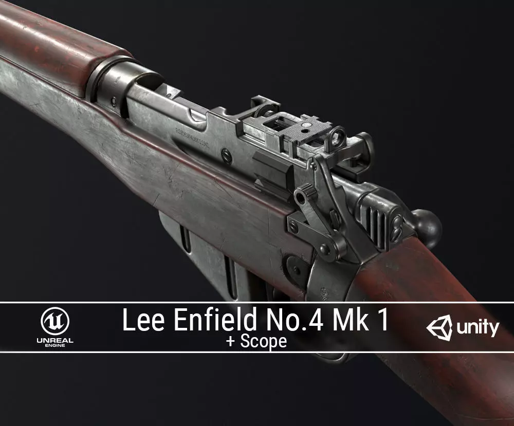 PBR Lee Enfield No 4 Mk 1 Low-poly 3D model_0