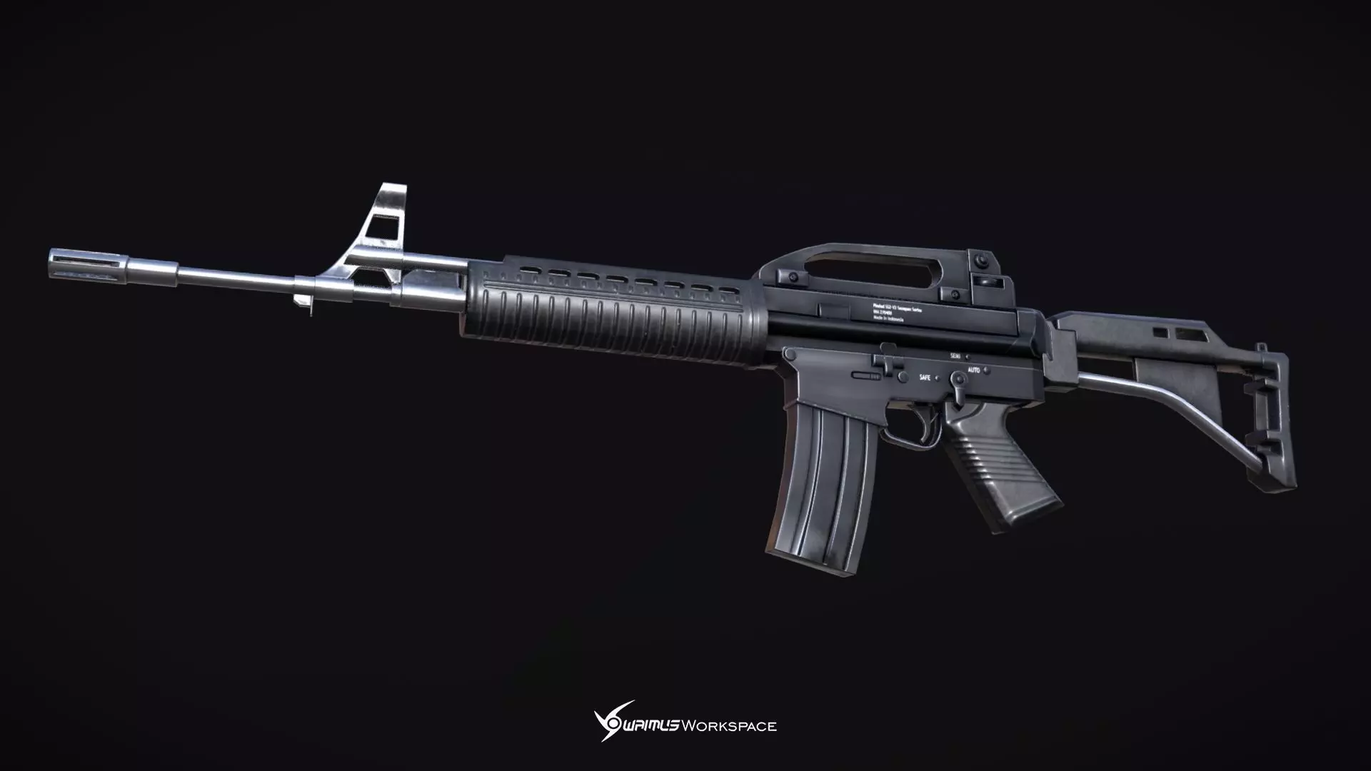 Pindad SS2-V2 Assault Rifle Low-poly 3D model_0