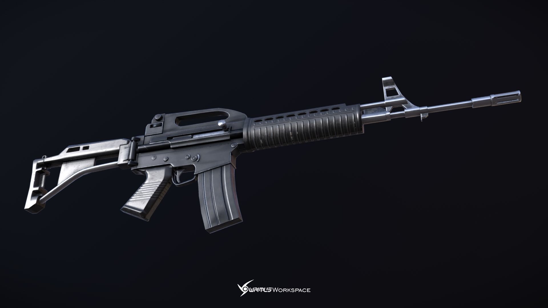 Pindad SS2-V2 Assault Rifle Low-poly 3D model_1