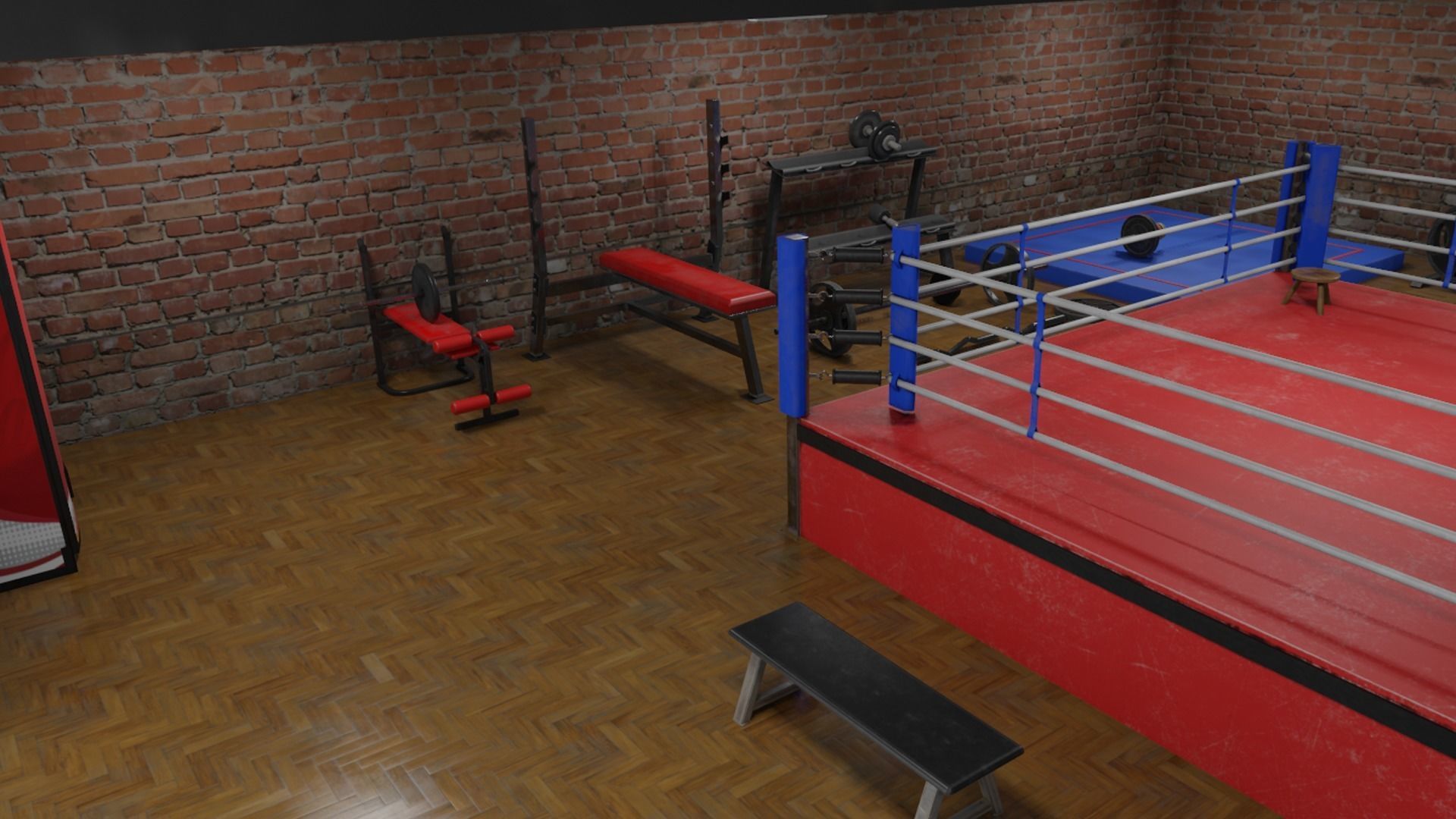 Boxing Gym Low-poly 3D model_9