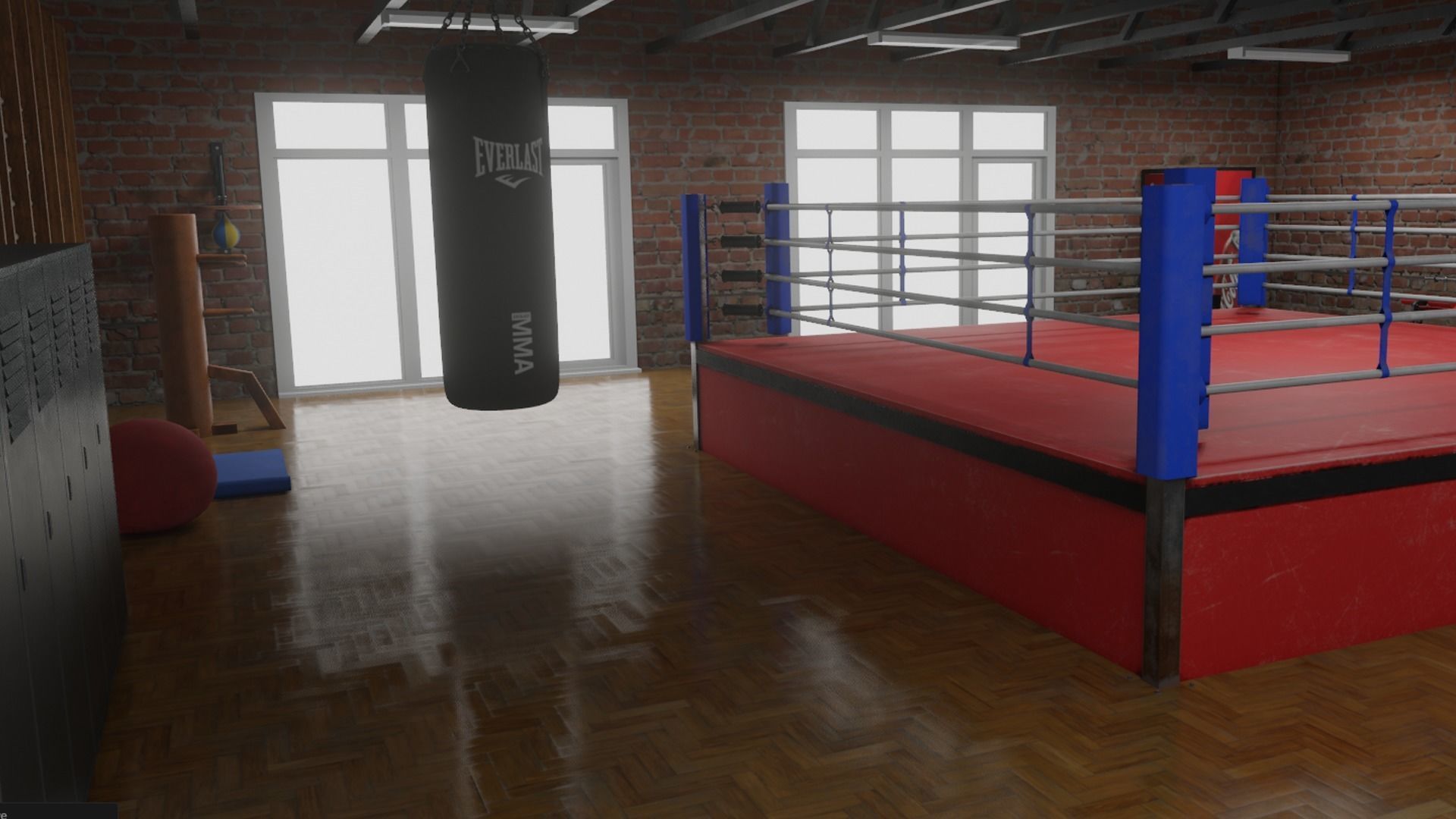 Boxing Gym Low-poly 3D model_7