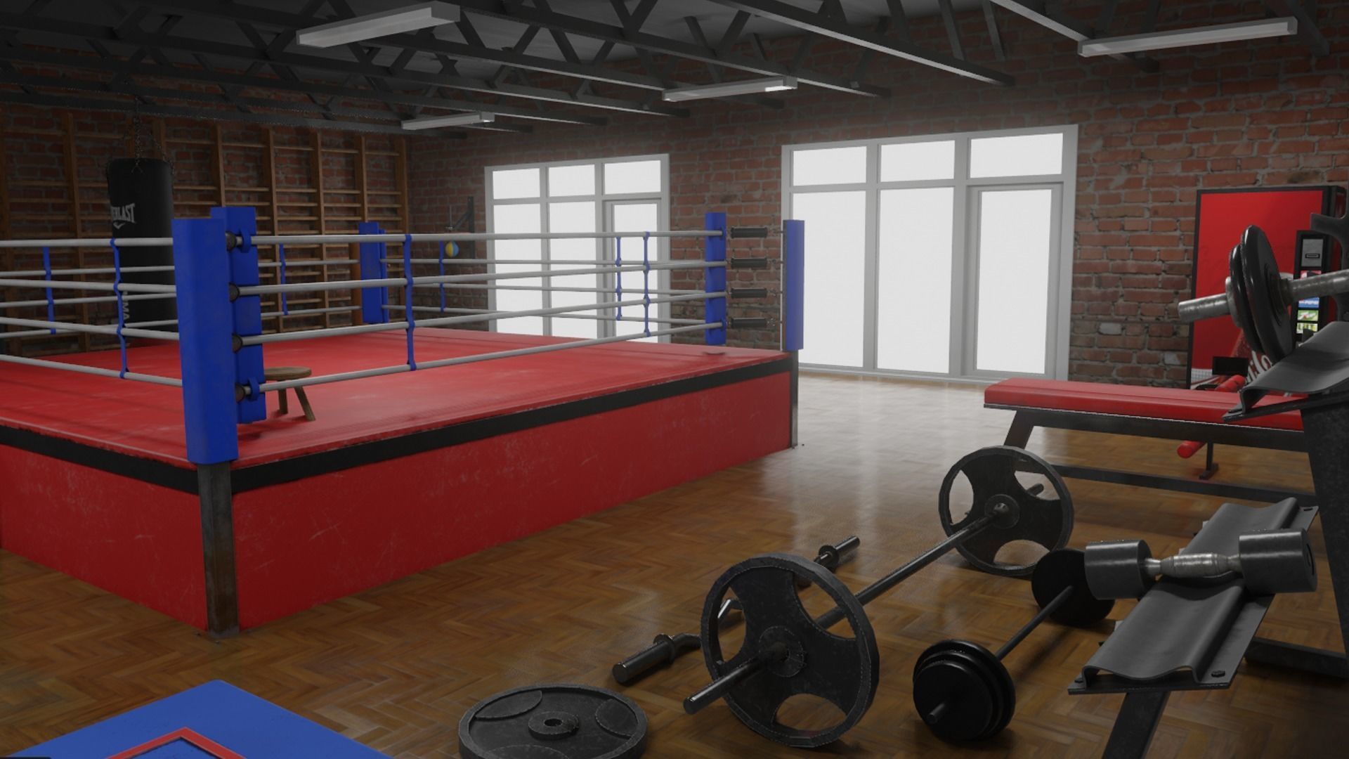 Boxing Gym Low-poly 3D model_4