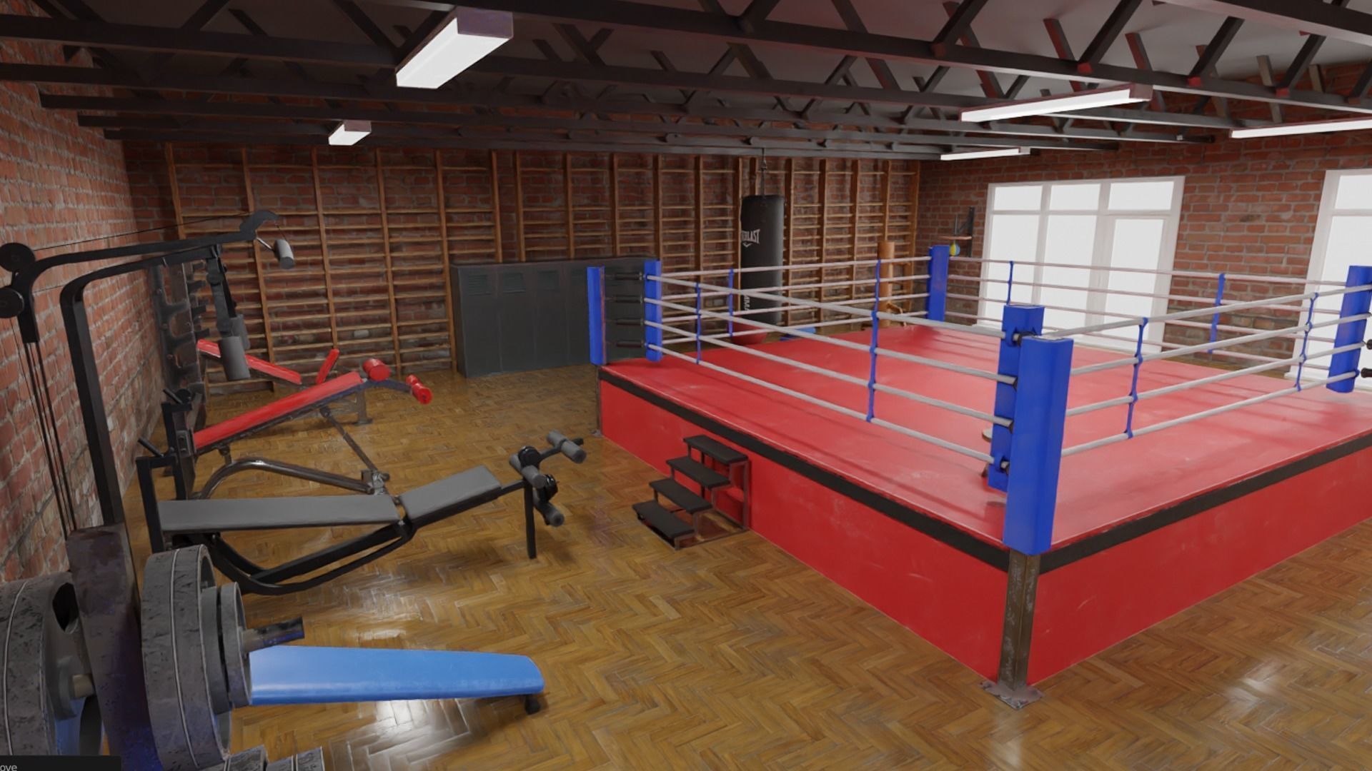 Boxing Gym Low-poly 3D model_2