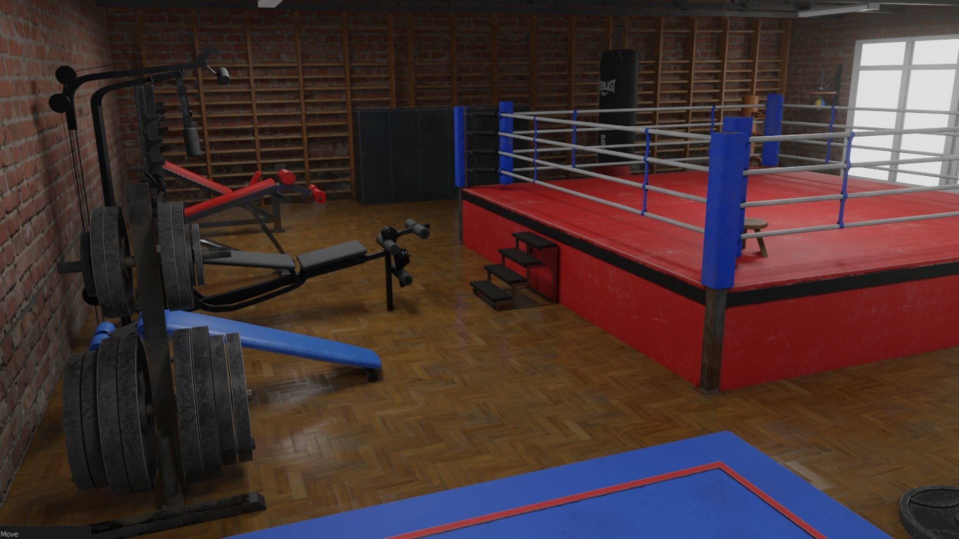 Boxing Gym Low-poly 3D model_6
