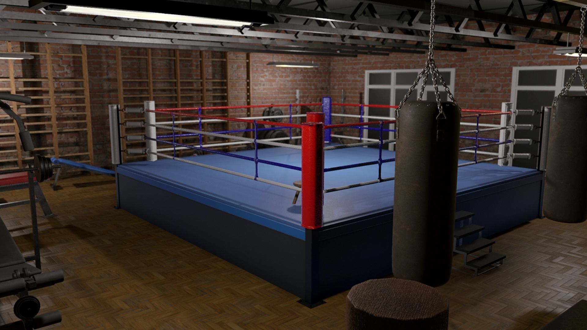 Boxing Gym Low-poly 3D model_10