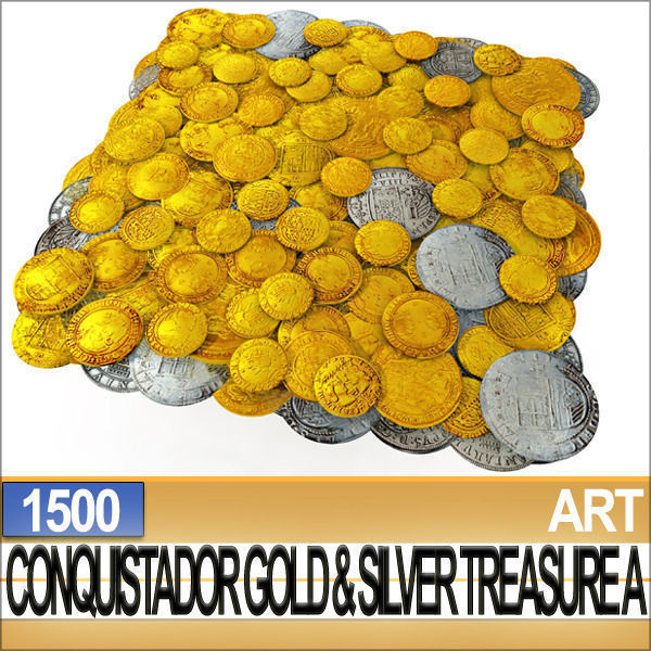 Conquistador Gold And Silver Treasure 1500 3D model_1