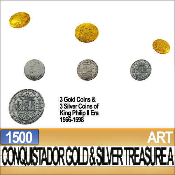 Conquistador Gold And Silver Treasure 1500 3D model_4
