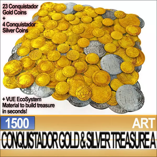 Conquistador Gold And Silver Treasure 1500 3D model_0