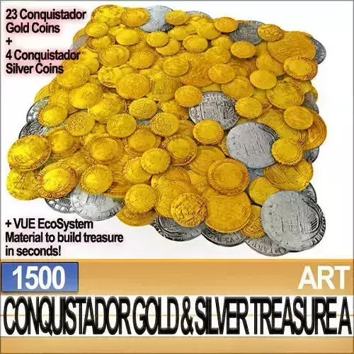 Conquistador Gold And Silver Treasure 1500 3D model