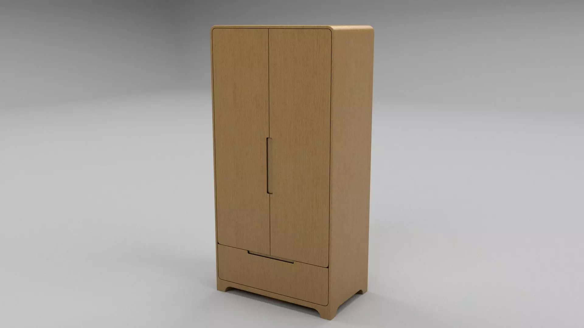 Modern Wardrobe with Drawers Low-poly 3D model_0