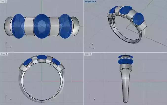 Ring with Oval Stones