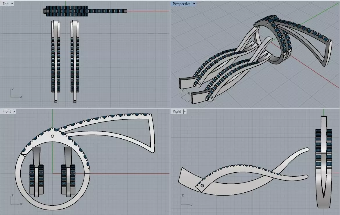 Ring and Earrings Wave 3D print model_0