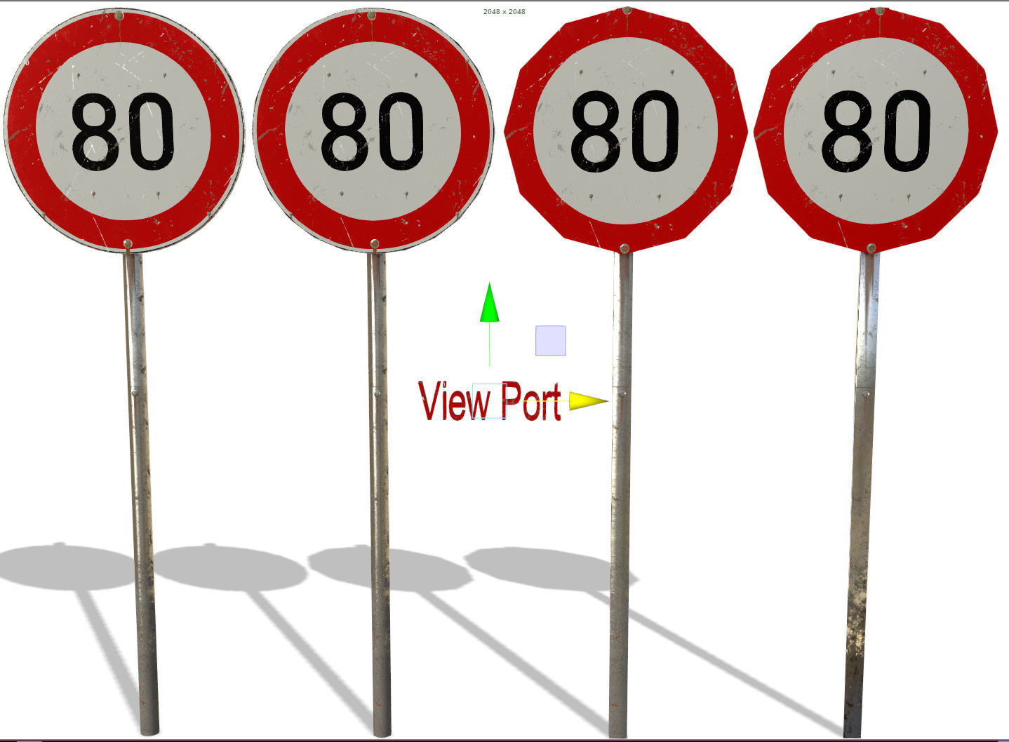 Traffic signs - Collection - PBR Game-Ready Low-poly 3D model_10