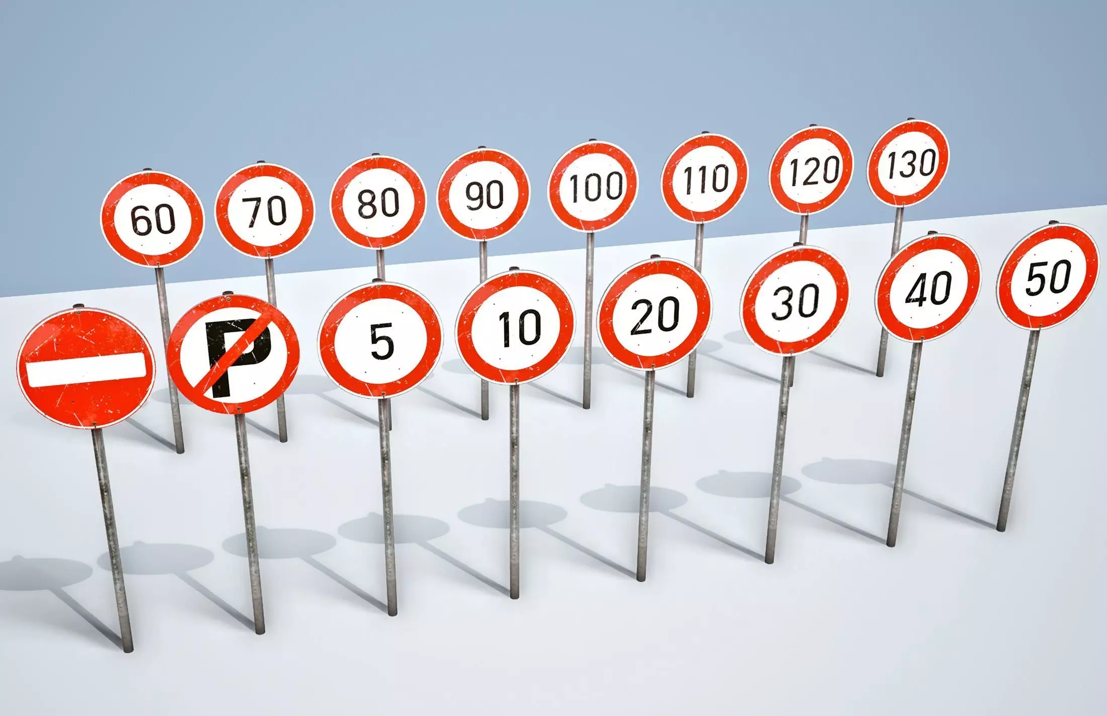 Traffic signs - Collection - PBR Game-Ready Low-poly 3D model_0