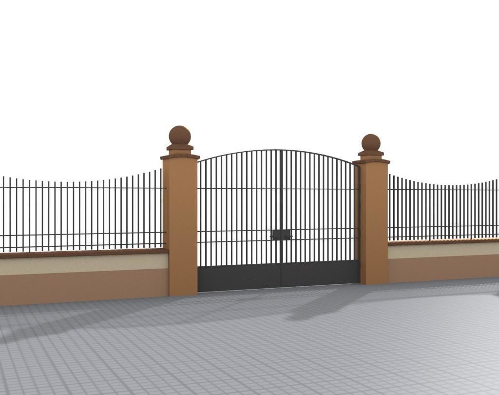 Modular fences straight and curved 3D model_4