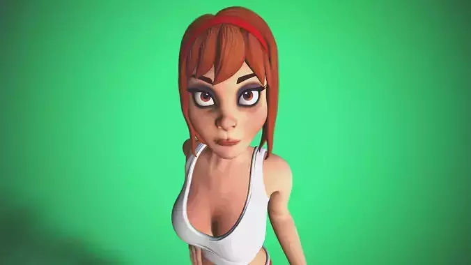 cartoon girl rigged Low-poly 3D model
