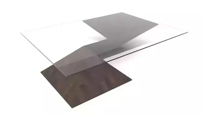 Pyramid Shaped Wood and Glass Coffee Table Low-poly 3D model