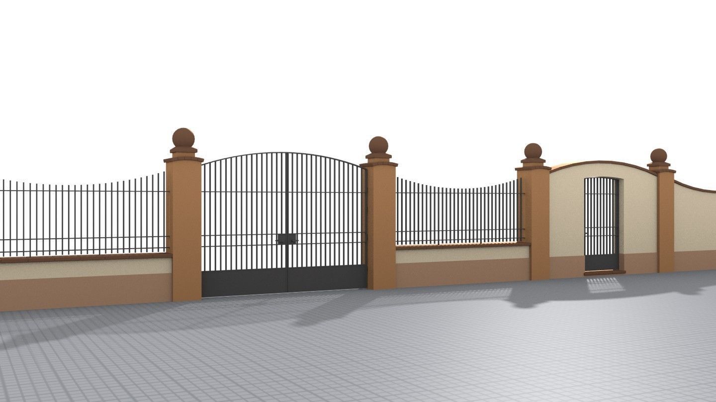 Modular fences building set 3D model_4