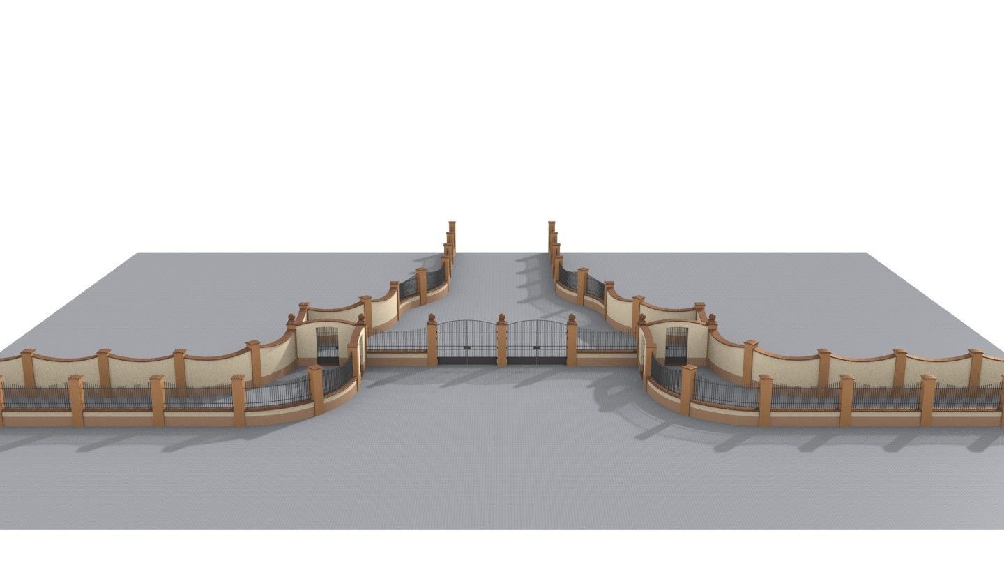 Modular fences building set 3D model_2