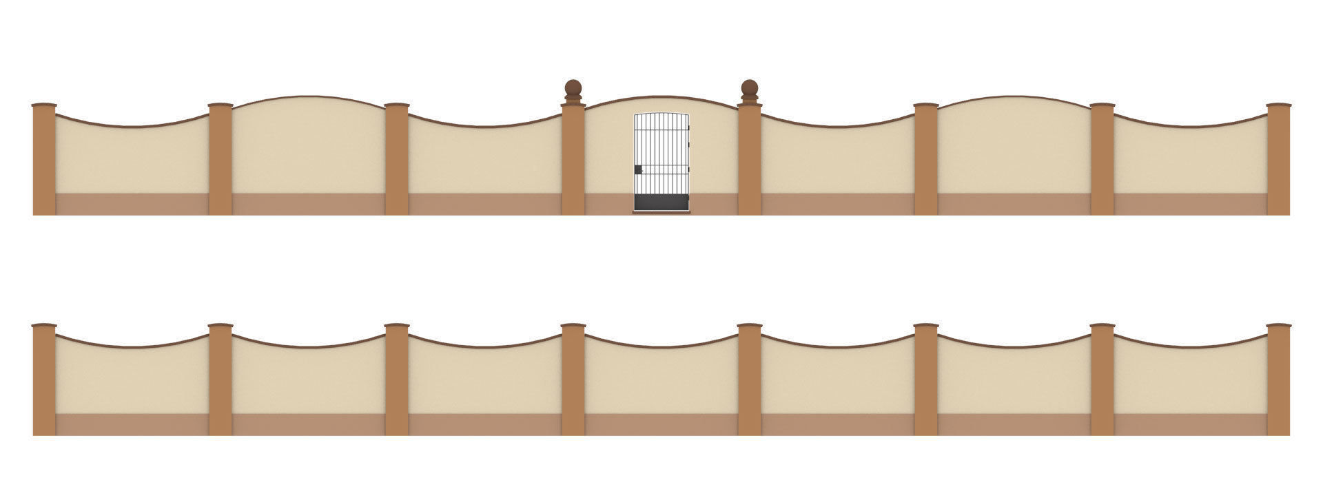 Modular fences building set 3D model_1