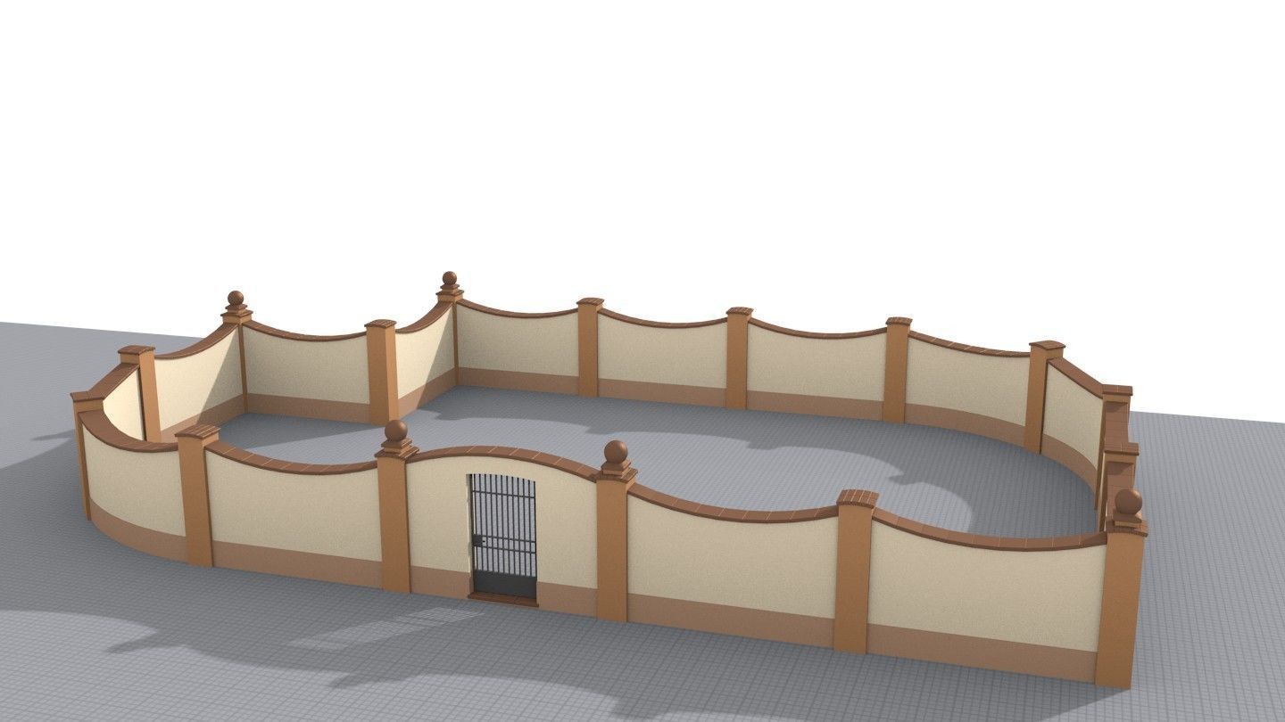 Modular fences building set 3D model_11