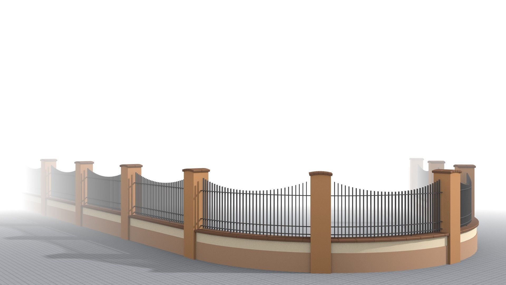 Modular fences building set 3D model_15